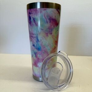REFRESH NWT 20 oz stainless‎ steel tumbler with a tie-dye design.